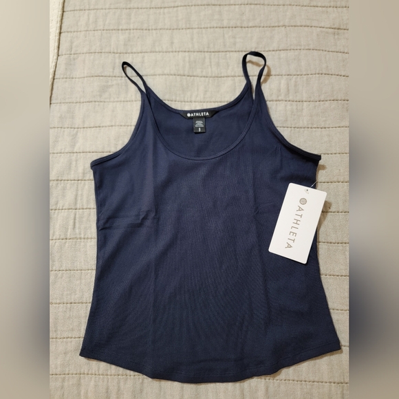 ✨️ NEW Athleta Signature Rib Thin Strap Tank in Navy - Picture 3 of 5